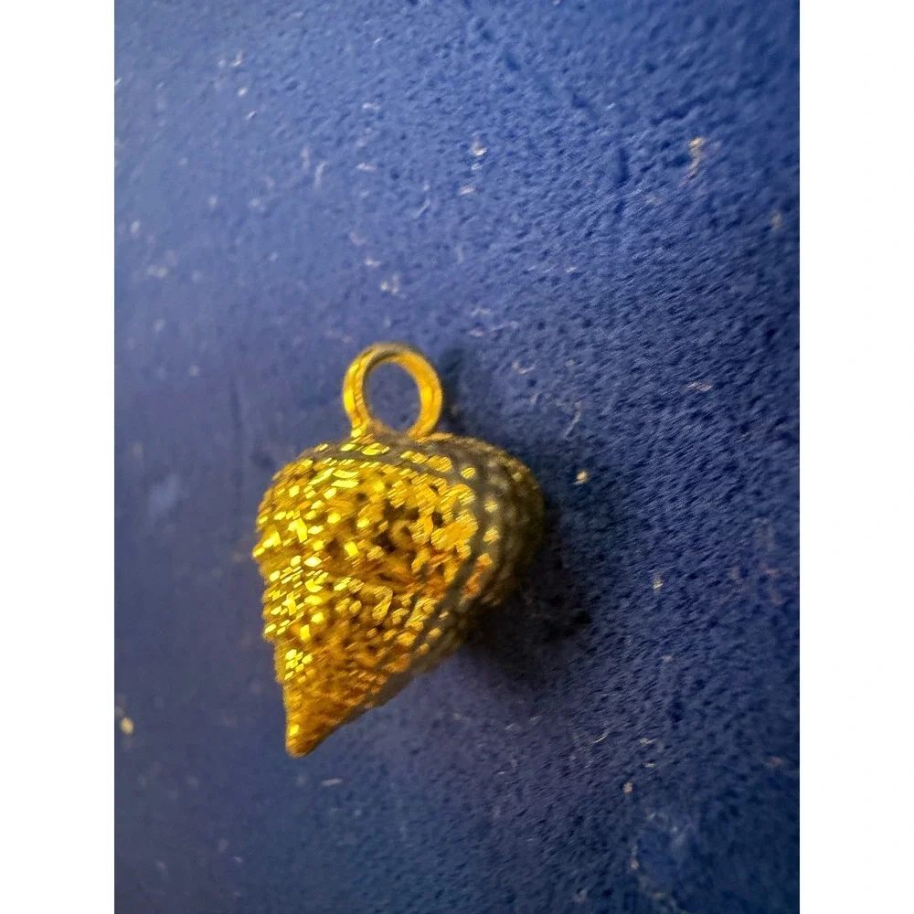 Gold Tone Textured Sea Shell Pendant Cone Shell Charm Jewelry Accessory